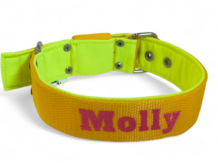 Popruhový obojok LARON 4cm s menom, uchom (rúčka) 