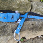 Detail baby blue popruhového obojku – slovenská výroba